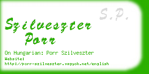 szilveszter porr business card